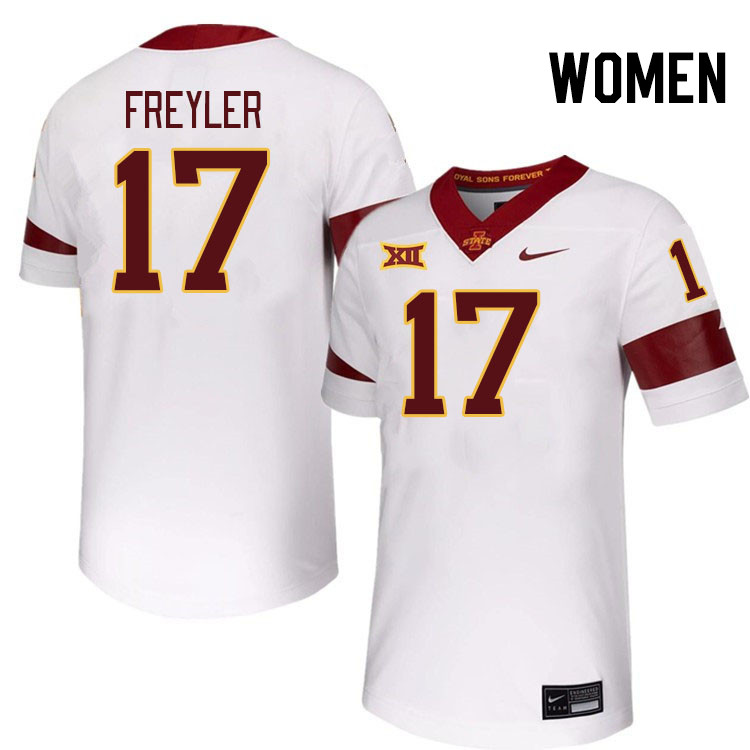 Women #17 Beau Freyler Iowa State Cyclones College Football Jerseys Stitched-White